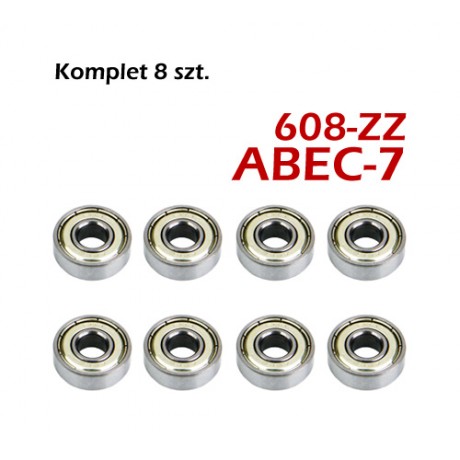 608 ZZ ABEC-7 - bezstykowe - Komplet 8 sztuk - MGK